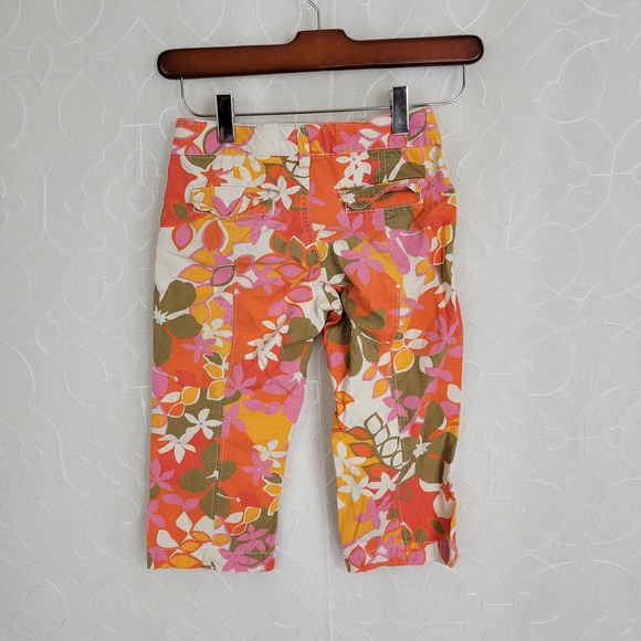 Old Navy Girls Capri Pants Size 7 Multicolor Floral Print Cropped Cotton Casual - Picture 4 of 8